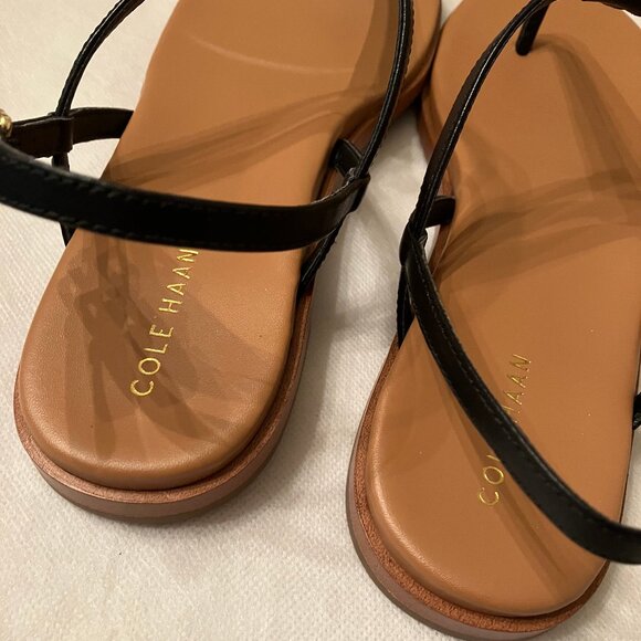 Cole Haan Flora Leather Black Thong Sandals 7B - Picture 3 of 8